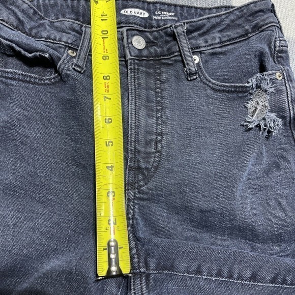 Old Navy Jeans Women's 2 O.G. Black Straight High Rise Distressed Secret Pockets - Picture 8 of 8